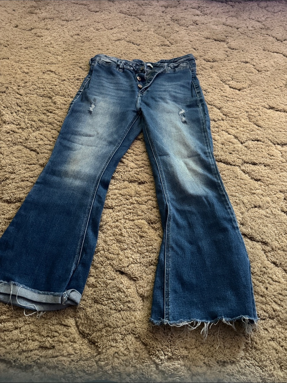 KanCan Medium Blue Distressed Flare Jeans
